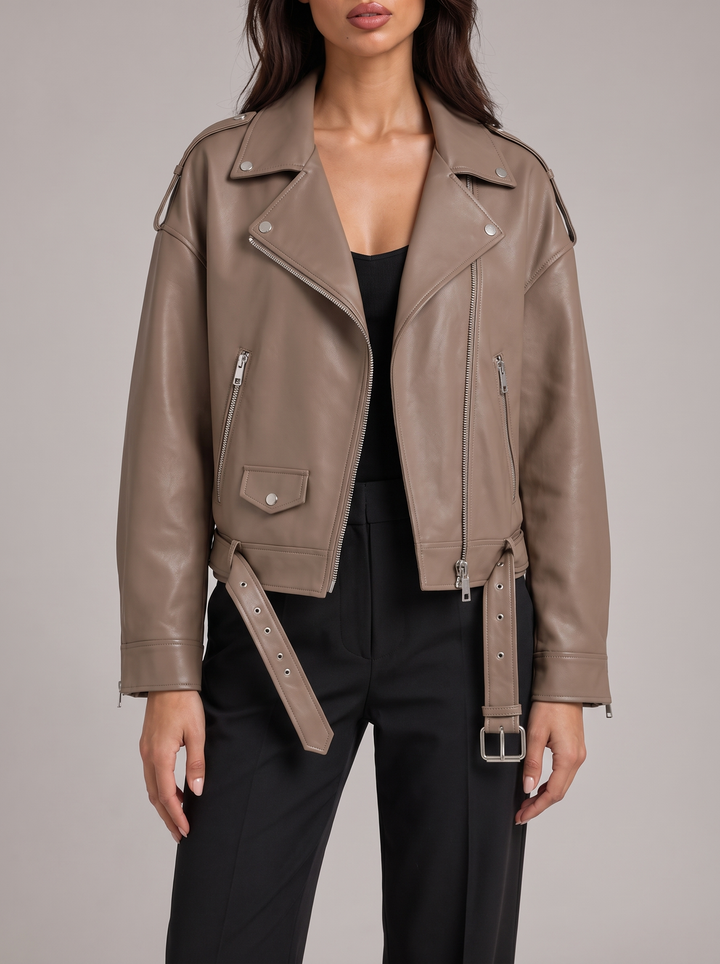 Oversized Faux Leather Biker Jacket for women - view 1