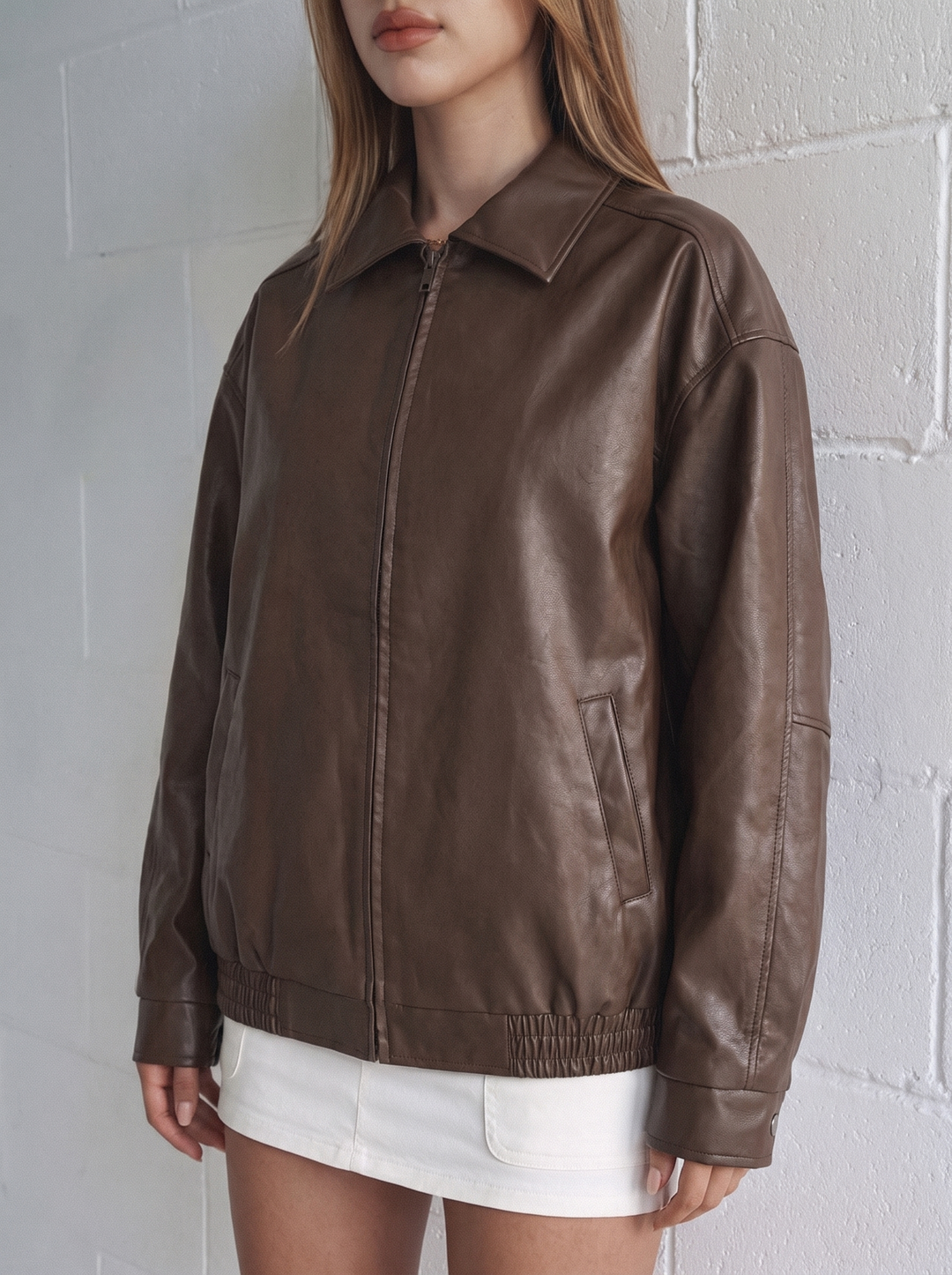 Elegant Oversized Leather Jacket for women - view 1
