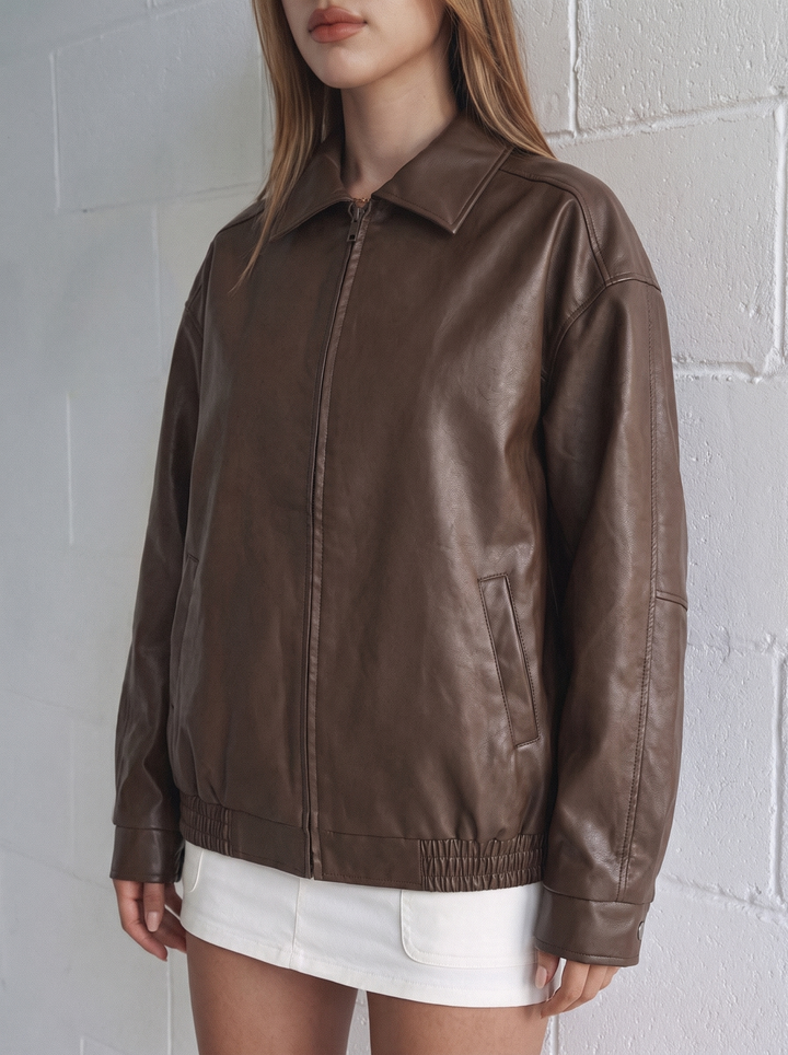 Elegant Oversized Leather Jacket for women - view 1