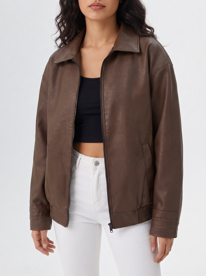 Relaxed Oversized Faux Leather Jacket for women - view 1