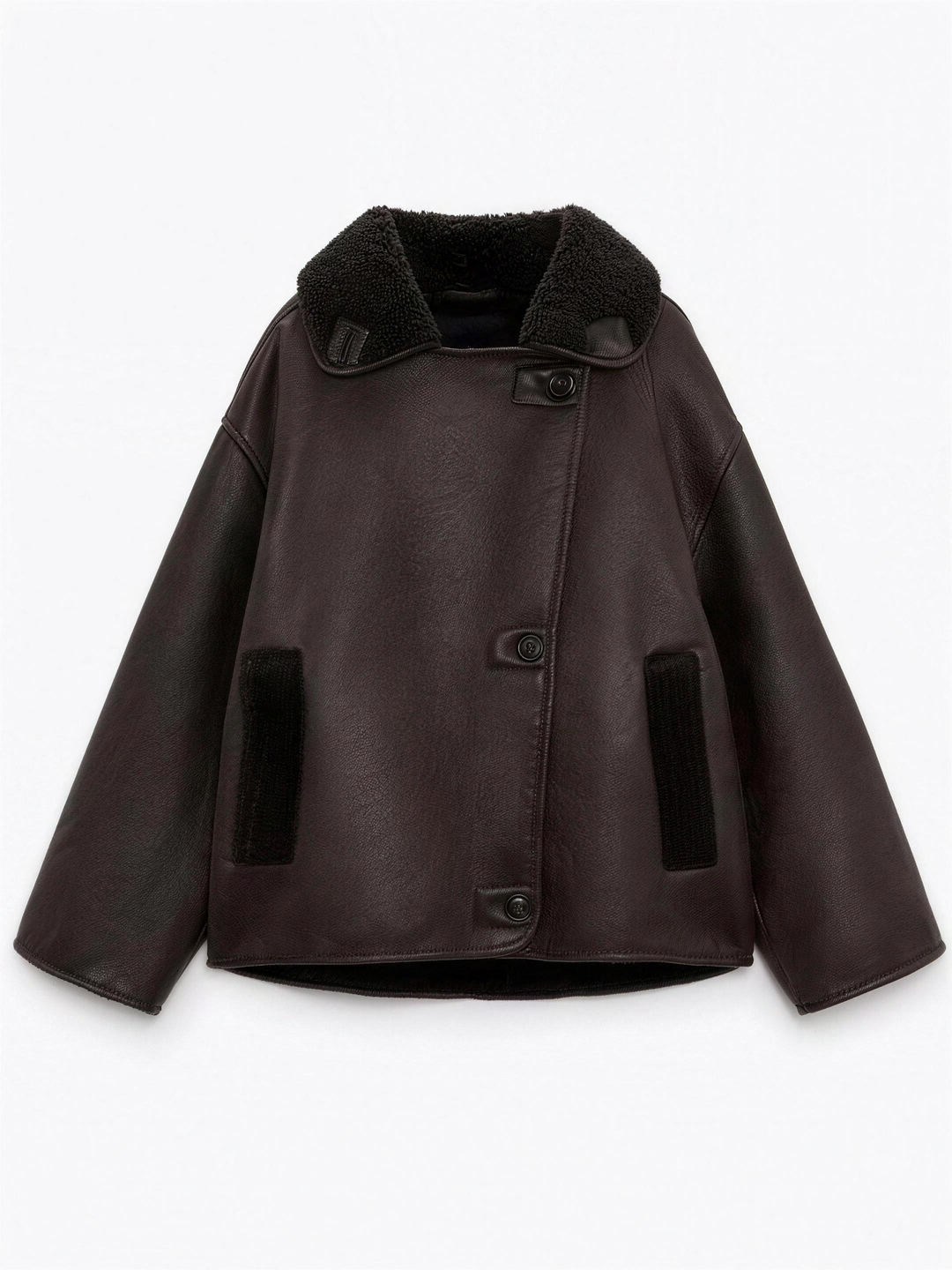 Oversized Brown Shearling Jacket for women - view 6