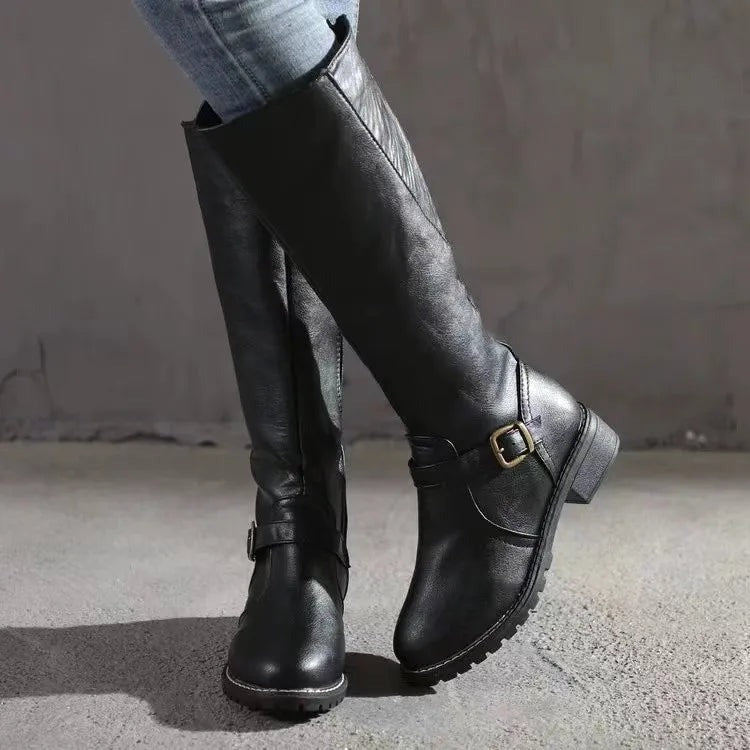 Estienne | Flat Knee High Riding Boots for Women - front view