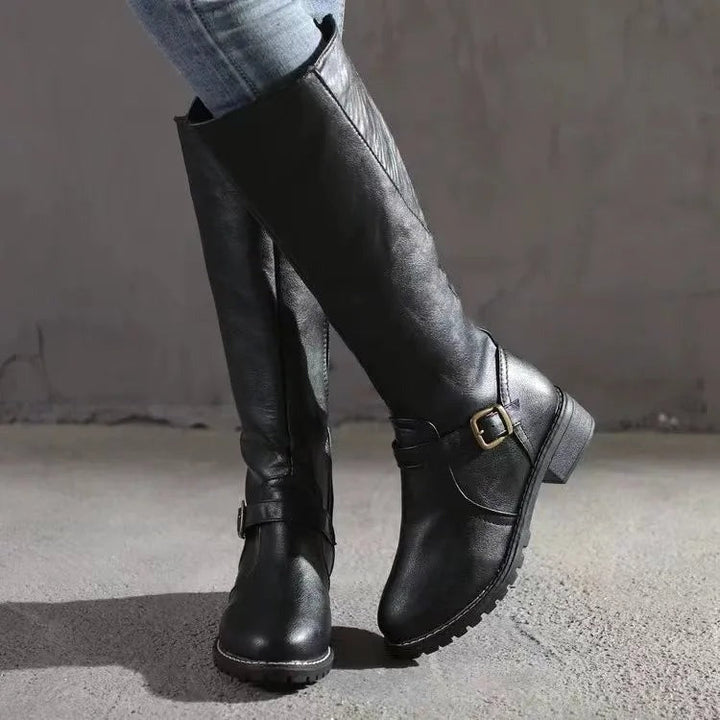 Estienne | Flat Knee High Riding Boots for Women - front view