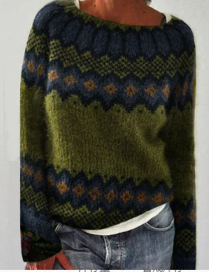 Giselle Crew Neck Knit Sweater Wool Blend for Women in Grün
