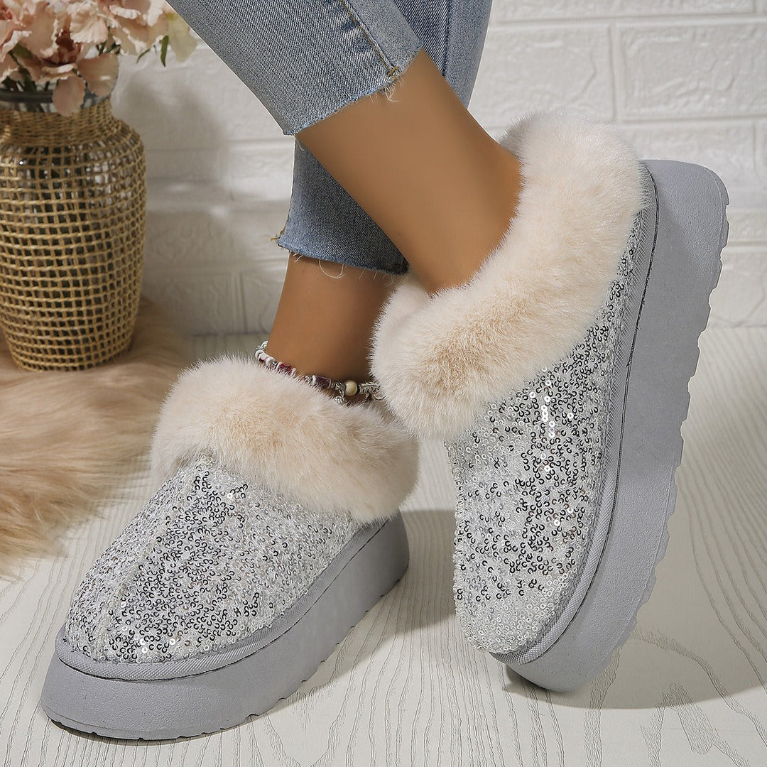 Bastienne | Faux Fur Platform Boots for Women - back view