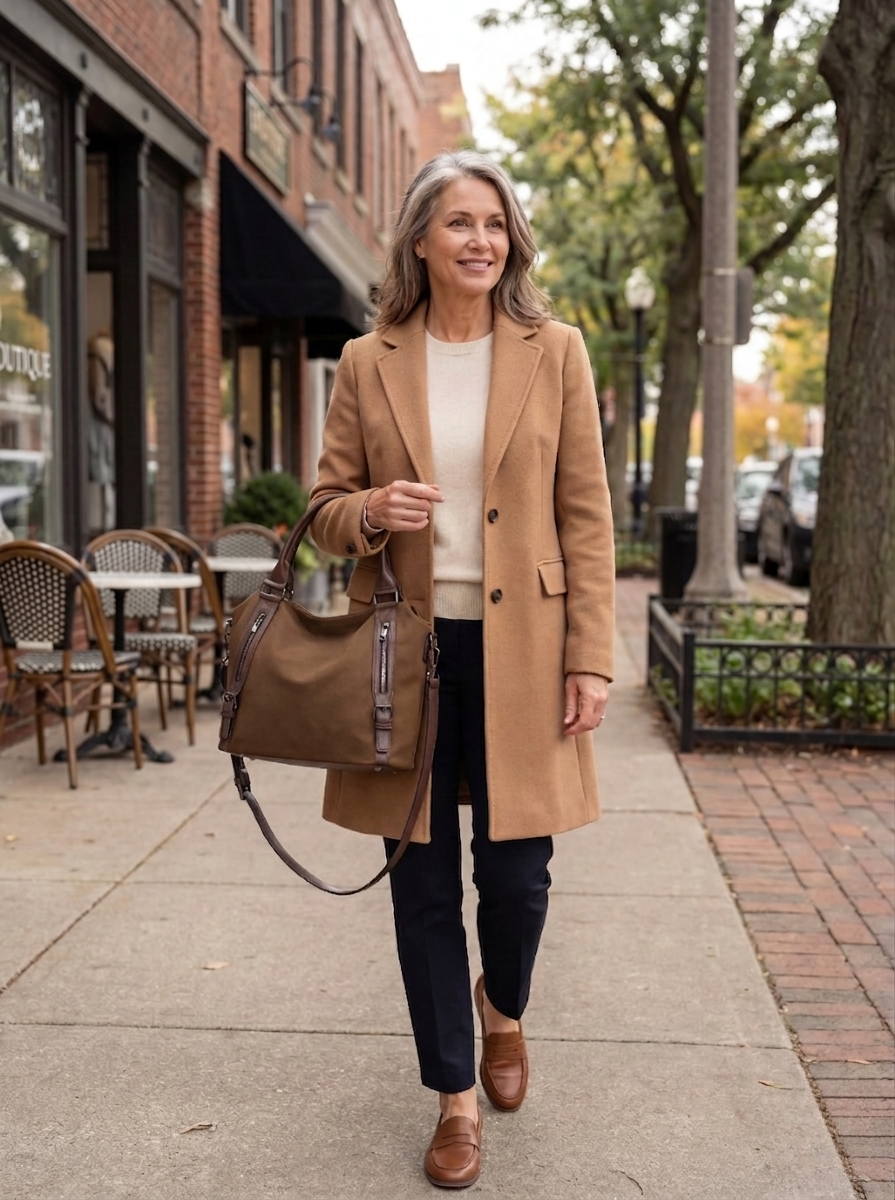 Anaelle | Leather Shoulder Tote Bag for Women - side view