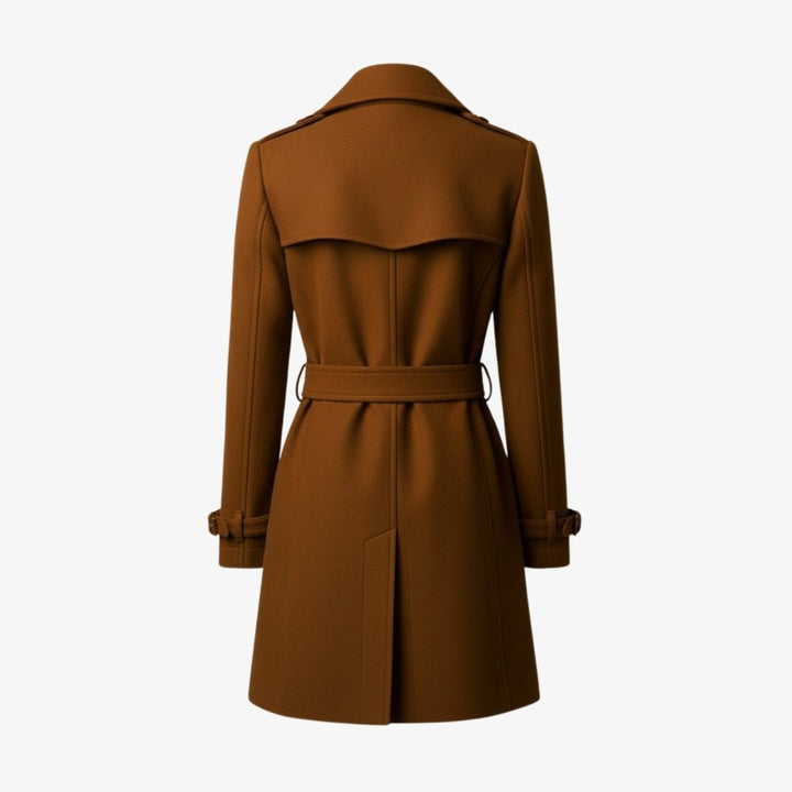 Eglantine Double Breasted Wool Blend Trench Coat Longline for Women, view 25