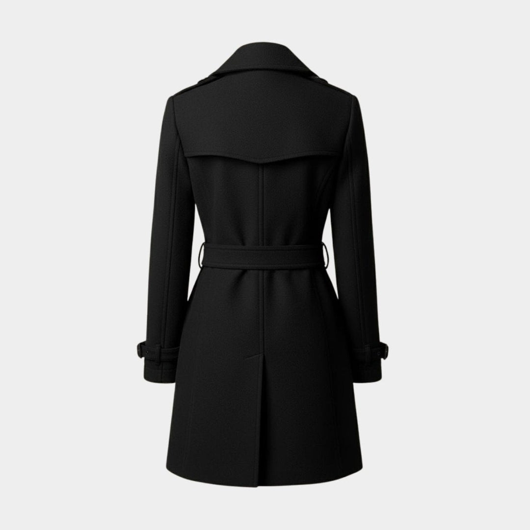 Eglantine Double Breasted Wool Blend Trench Coat Longline for Women, view 10