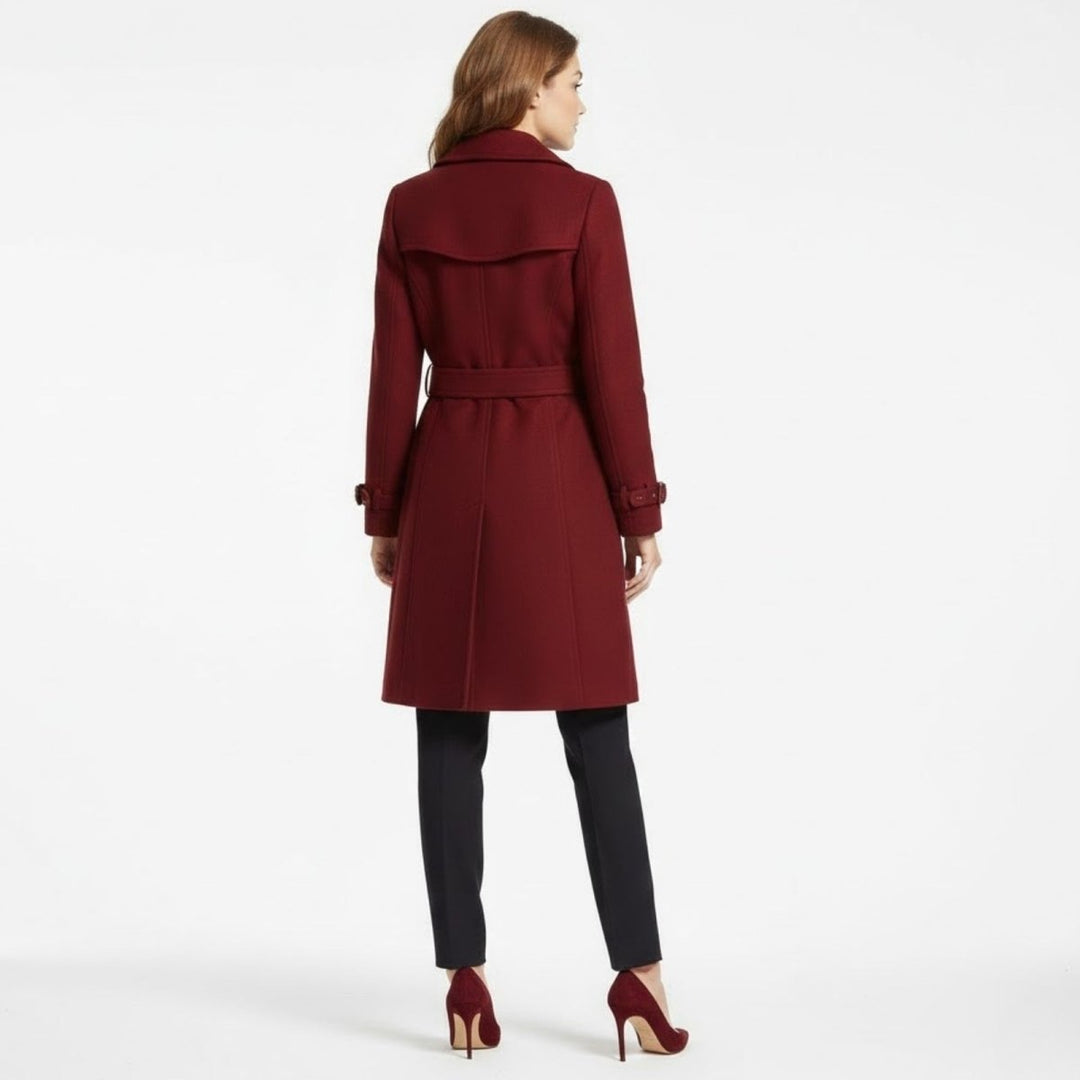 Eglantine Double Breasted Wool Blend Trench Coat Longline for Women, view 13