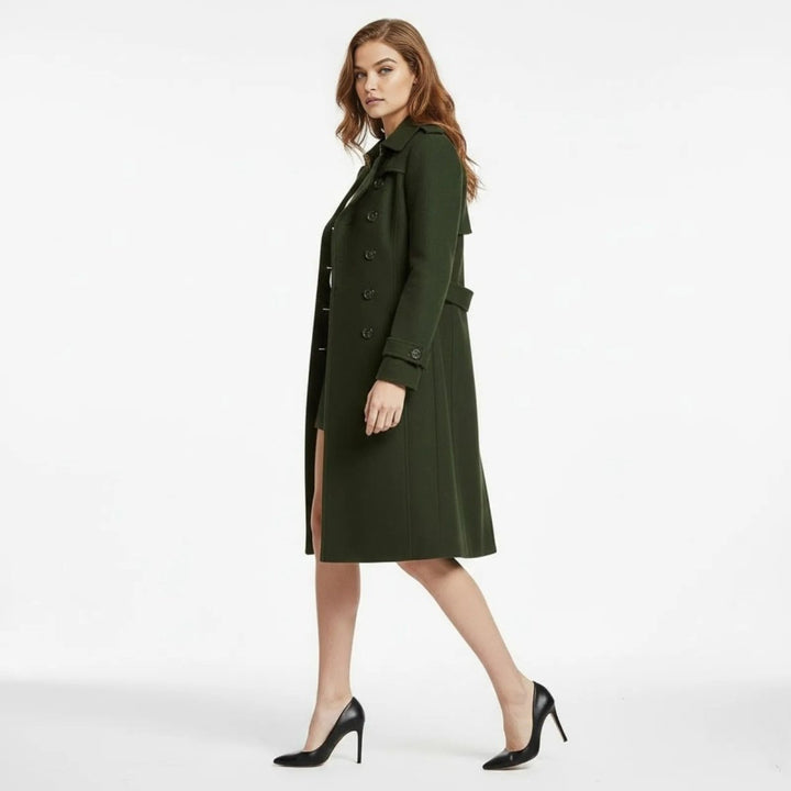 Eglantine Double Breasted Wool Blend Trench Coat Longline for Women, view 17