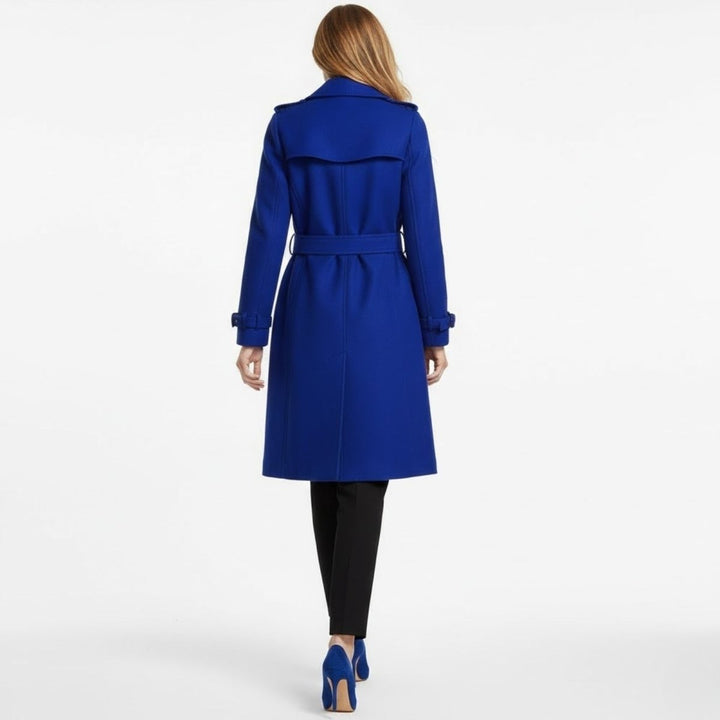 Eglantine Double Breasted Wool Blend Trench Coat Longline for Women, view 3