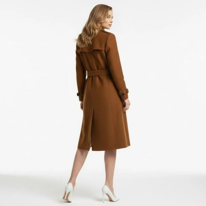 Eglantine Double Breasted Wool Blend Trench Coat Longline for Women, view 23