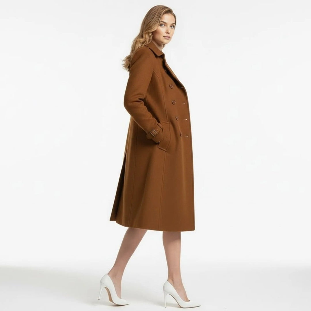 Eglantine Double Breasted Wool Blend Trench Coat Longline for Women, view 22