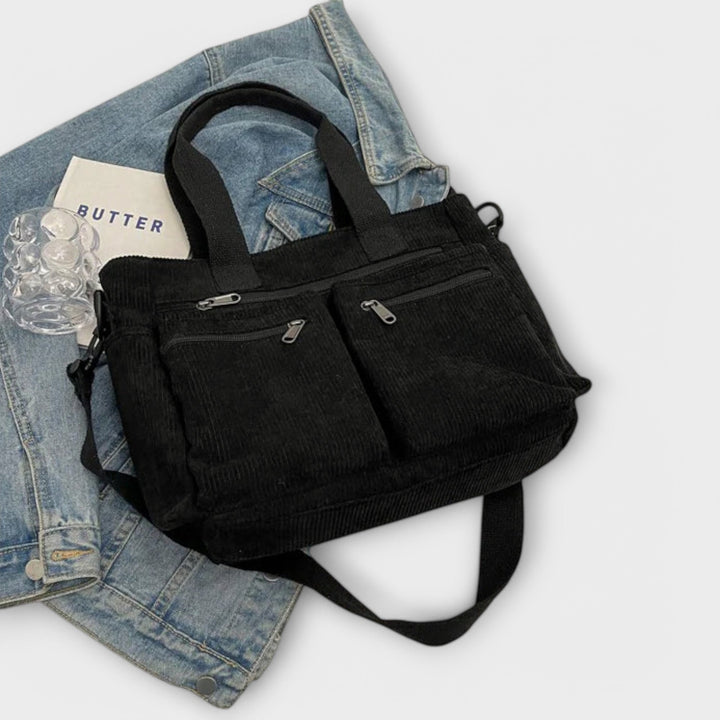 Hermine | Brown Shoulder Tote Bag for Women - angled view