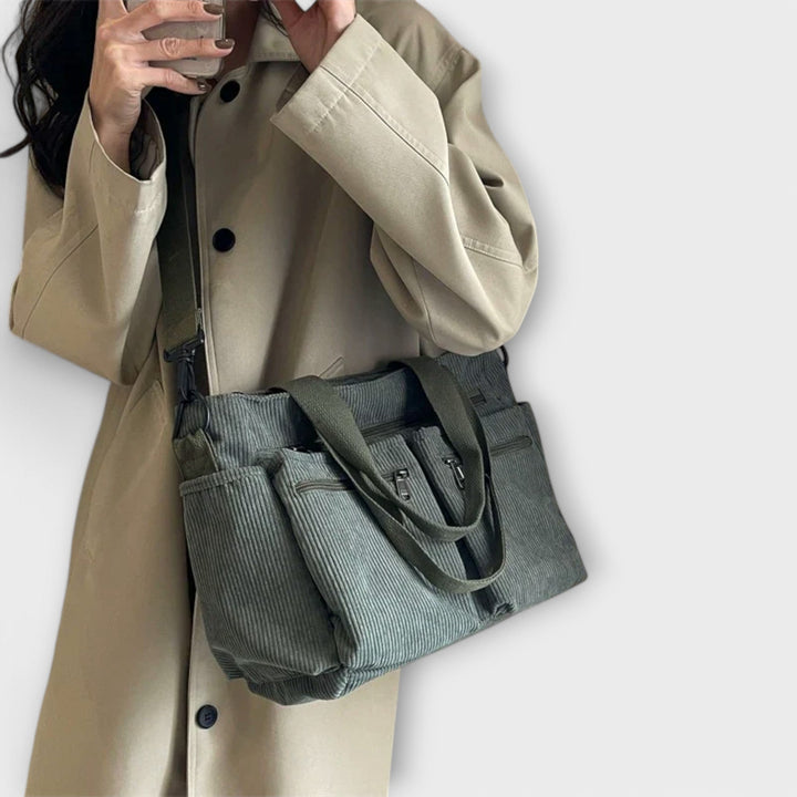 Hermine | Brown Shoulder Tote Bag for Women - detail view