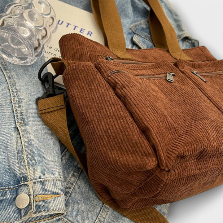 Hermine | Brown Shoulder Tote Bag for Women - side view