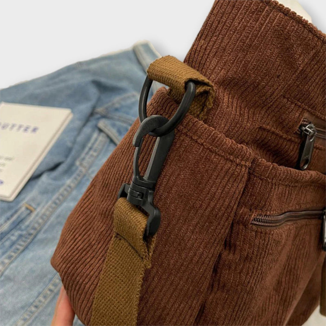 Hermine | Brown Shoulder Tote Bag for Women - detail view