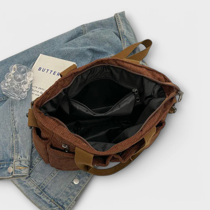 Hermine | Brown Shoulder Tote Bag for Women - interior view