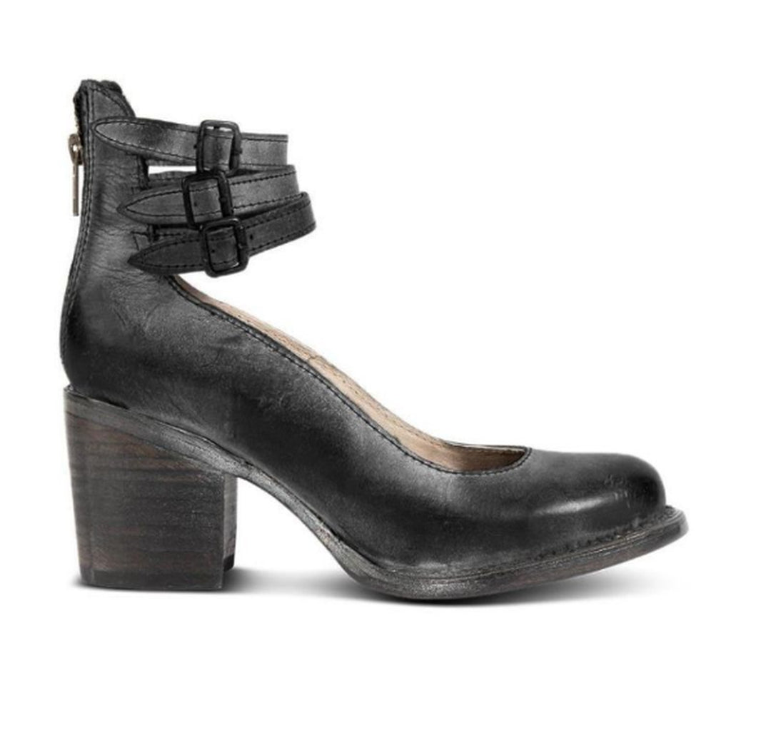Triple Buckle Leather Ankle Boots — ankle boots for women in red