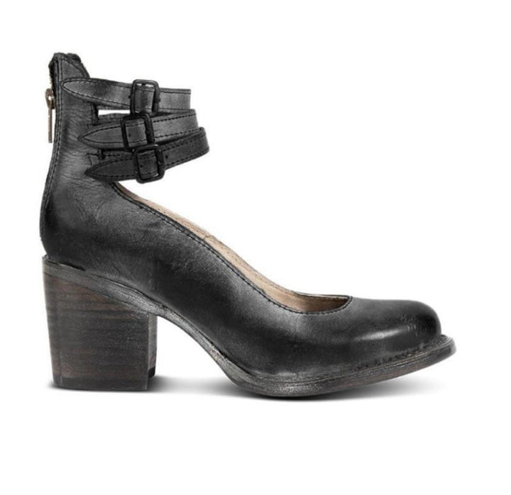 Triple Buckle Leather Ankle Boots — ankle boots for women in red
