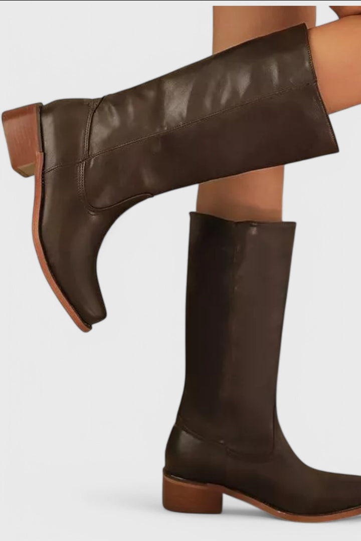 Classic Leather Knee High Boots — knee high boots for women in brown