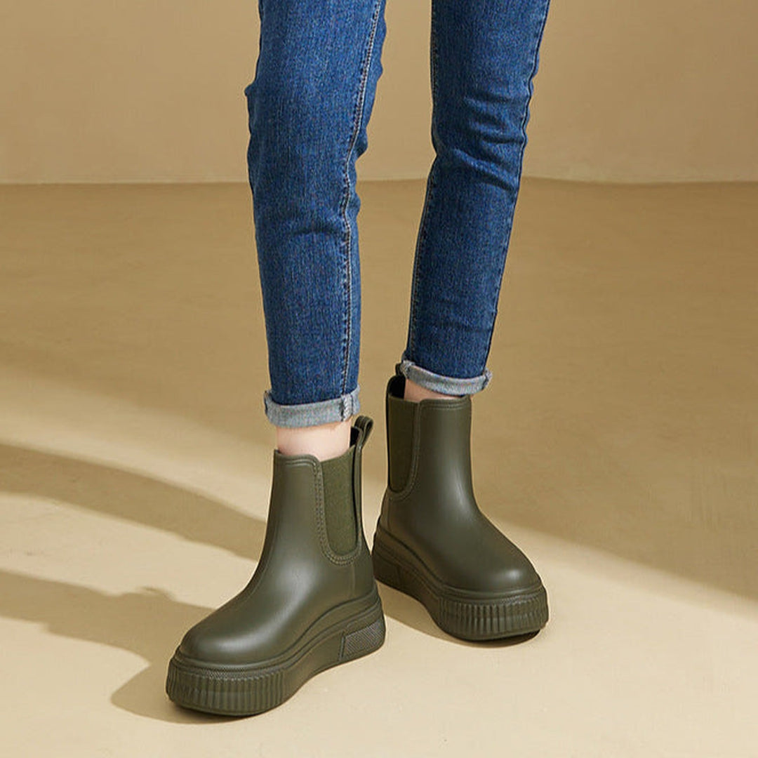 Platform Waterproof Rain Boots — rain boots for women in white