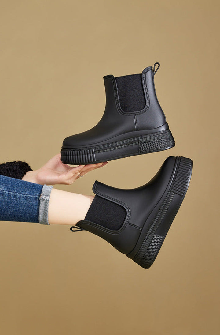 Platform Waterproof Rain Boots — rain boots for women in white