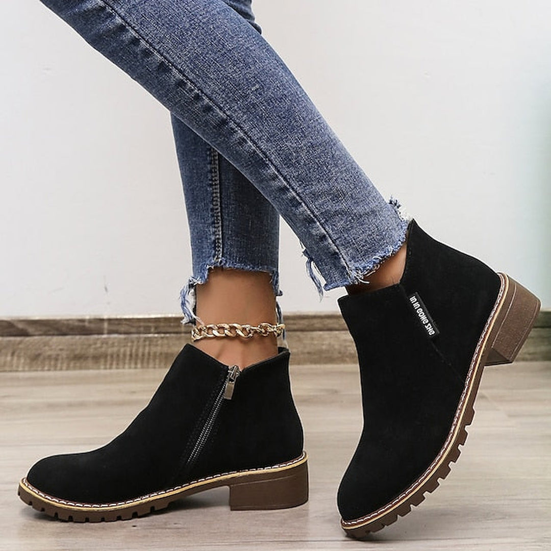 Side Zip Block Heel Ankle Boots — ankle boots for women in green