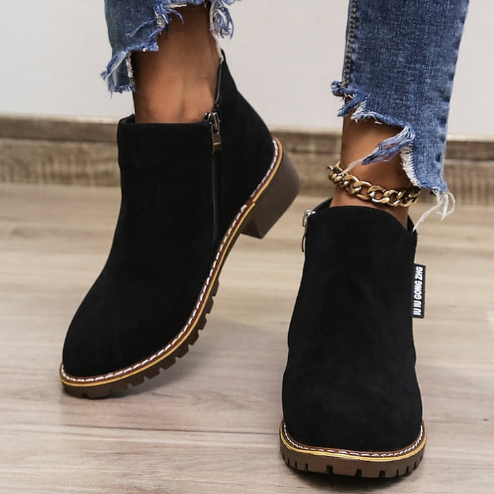 Side Zip Block Heel Ankle Boots — ankle boots for women in green
