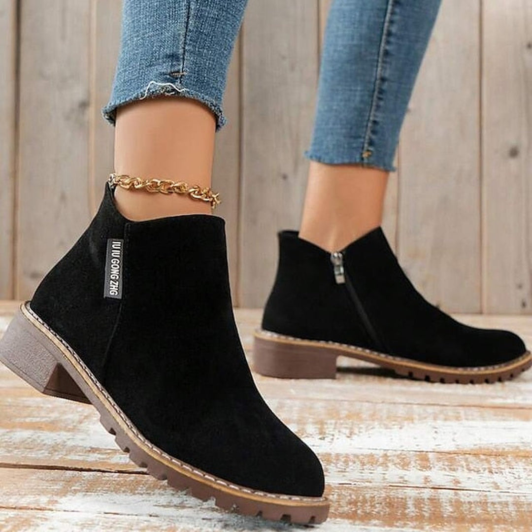 Side Zip Block Heel Ankle Boots — ankle boots for women in green
