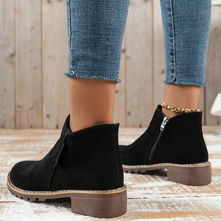 Side Zip Block Heel Ankle Boots — ankle boots for women in green