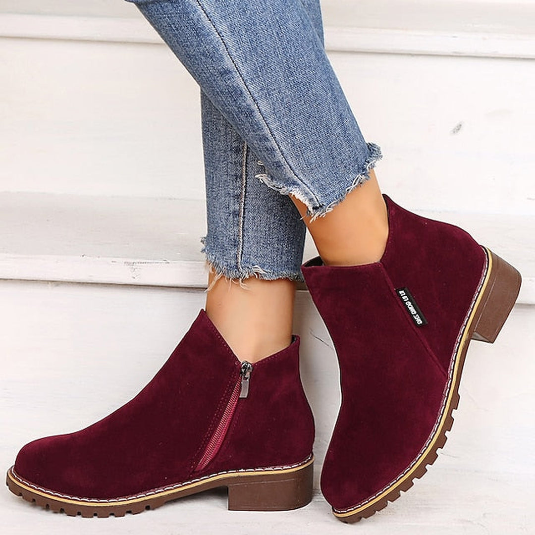 Side Zip Block Heel Ankle Boots — ankle boots for women in green