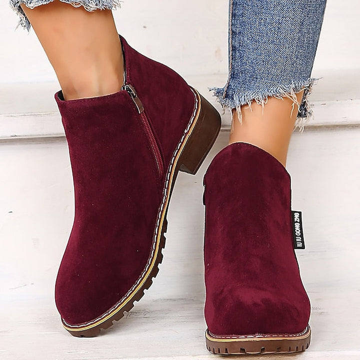 Side Zip Block Heel Ankle Boots — ankle boots for women in green