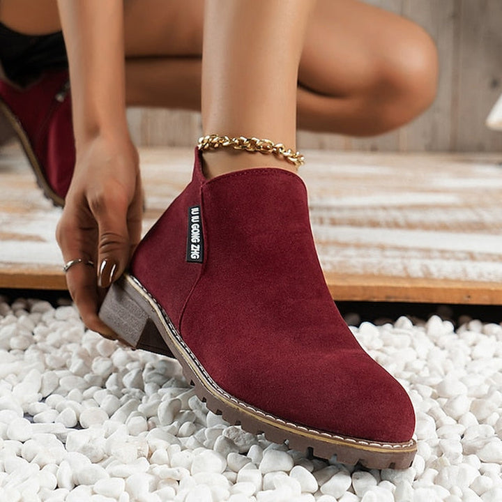 Side Zip Block Heel Ankle Boots — ankle boots for women in green