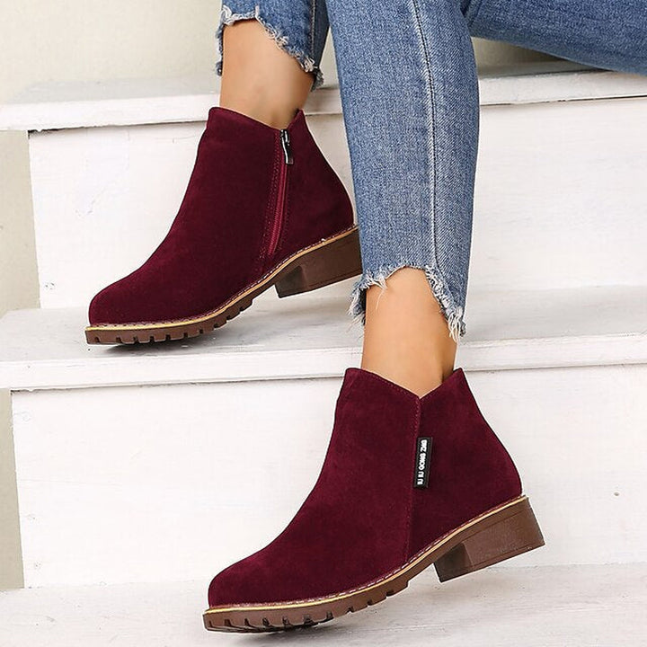 Side Zip Block Heel Ankle Boots — ankle boots for women in green