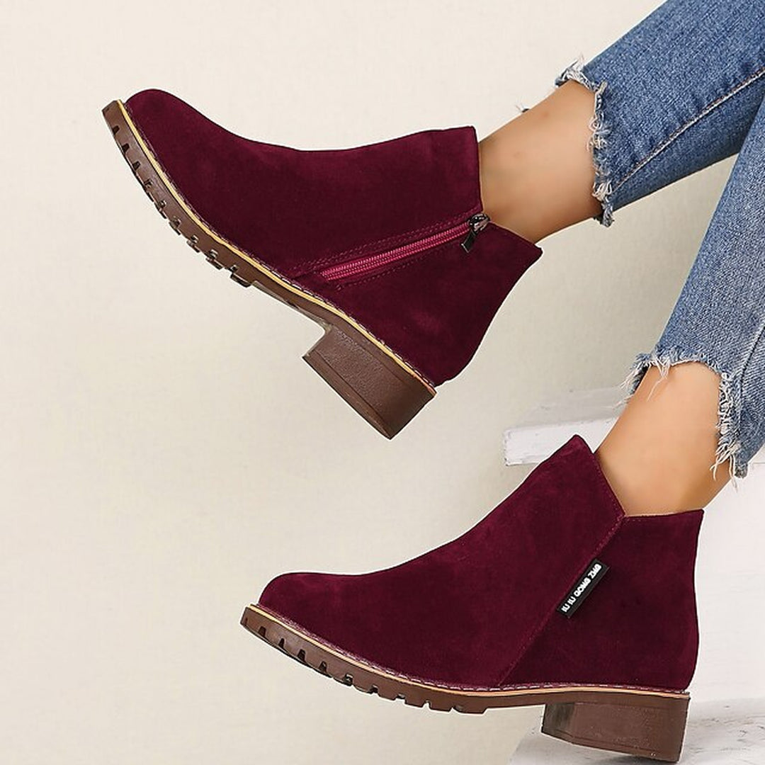 Side Zip Block Heel Ankle Boots — ankle boots for women in green