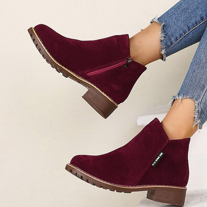 Side Zip Block Heel Ankle Boots — ankle boots for women in green