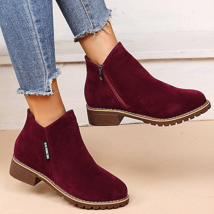 Side Zip Block Heel Ankle Boots — ankle boots for women in green