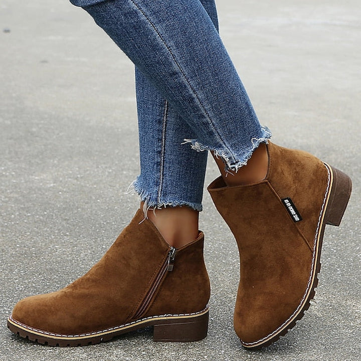 Side Zip Block Heel Ankle Boots — ankle boots for women in green