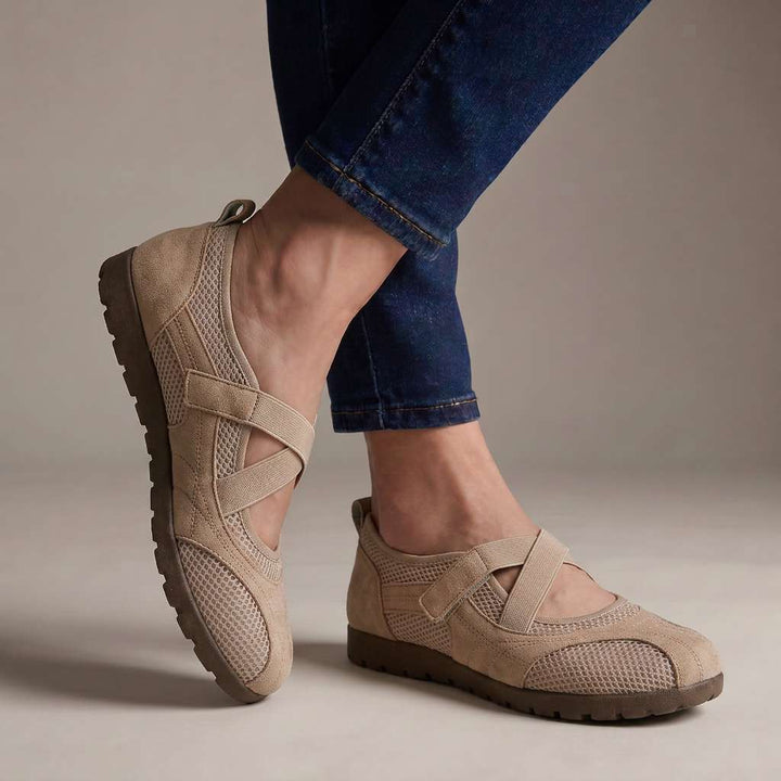 Cushioned Beige Loafers — women's loafers in khaki
