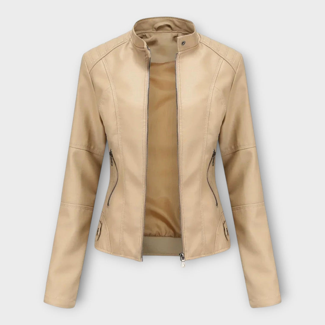 Amelia | Elegant Faux Leather Moto Jacket for Women