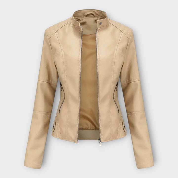 Amelia | Elegant Faux Leather Moto Jacket for Women