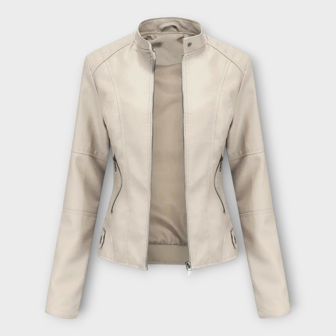 Amelia | Elegant Faux Leather Moto Jacket for Women