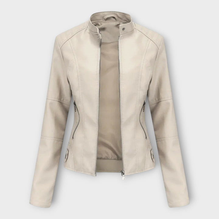 Amelia | Elegant Faux Leather Moto Jacket for Women