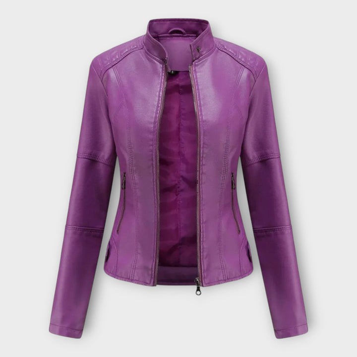 Amelia | Elegant Faux Leather Moto Jacket for Women