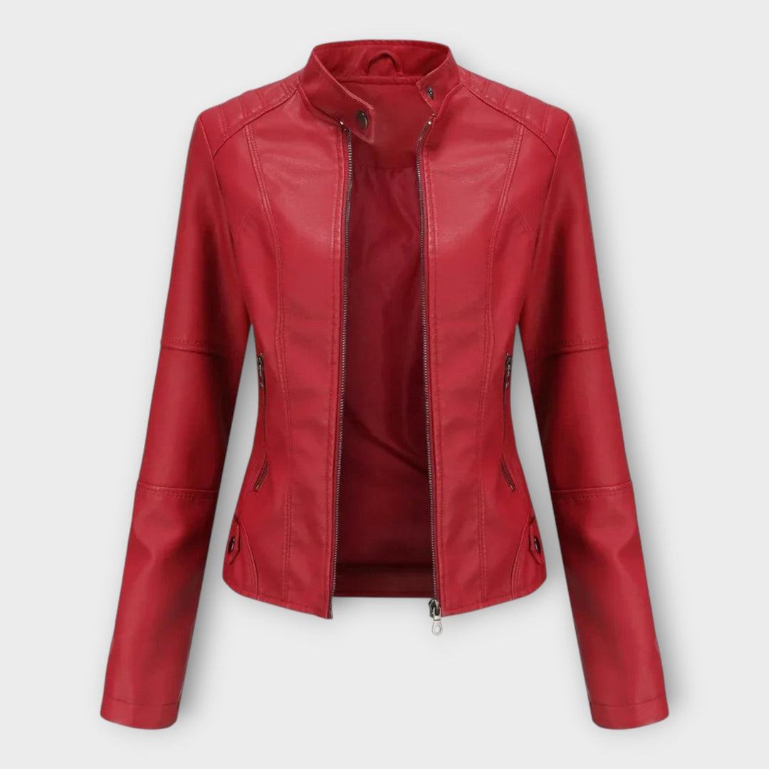 Amelia | Elegant Faux Leather Moto Jacket for Women