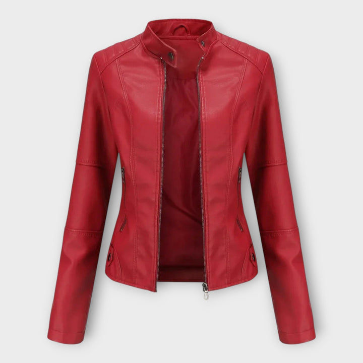 Amelia | Elegant Faux Leather Moto Jacket for Women