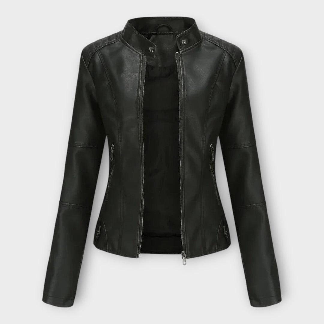 Amelia | Elegant Faux Leather Moto Jacket for Women