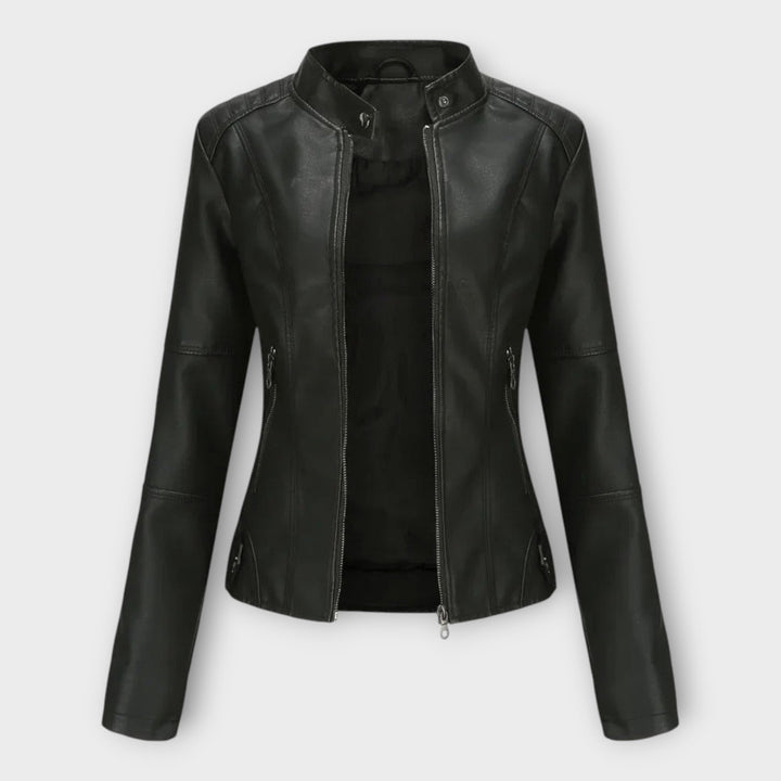 Amelia | Elegant Faux Leather Moto Jacket for Women