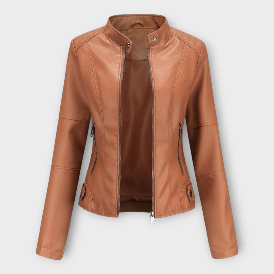 Amelia | Elegant Faux Leather Moto Jacket for Women